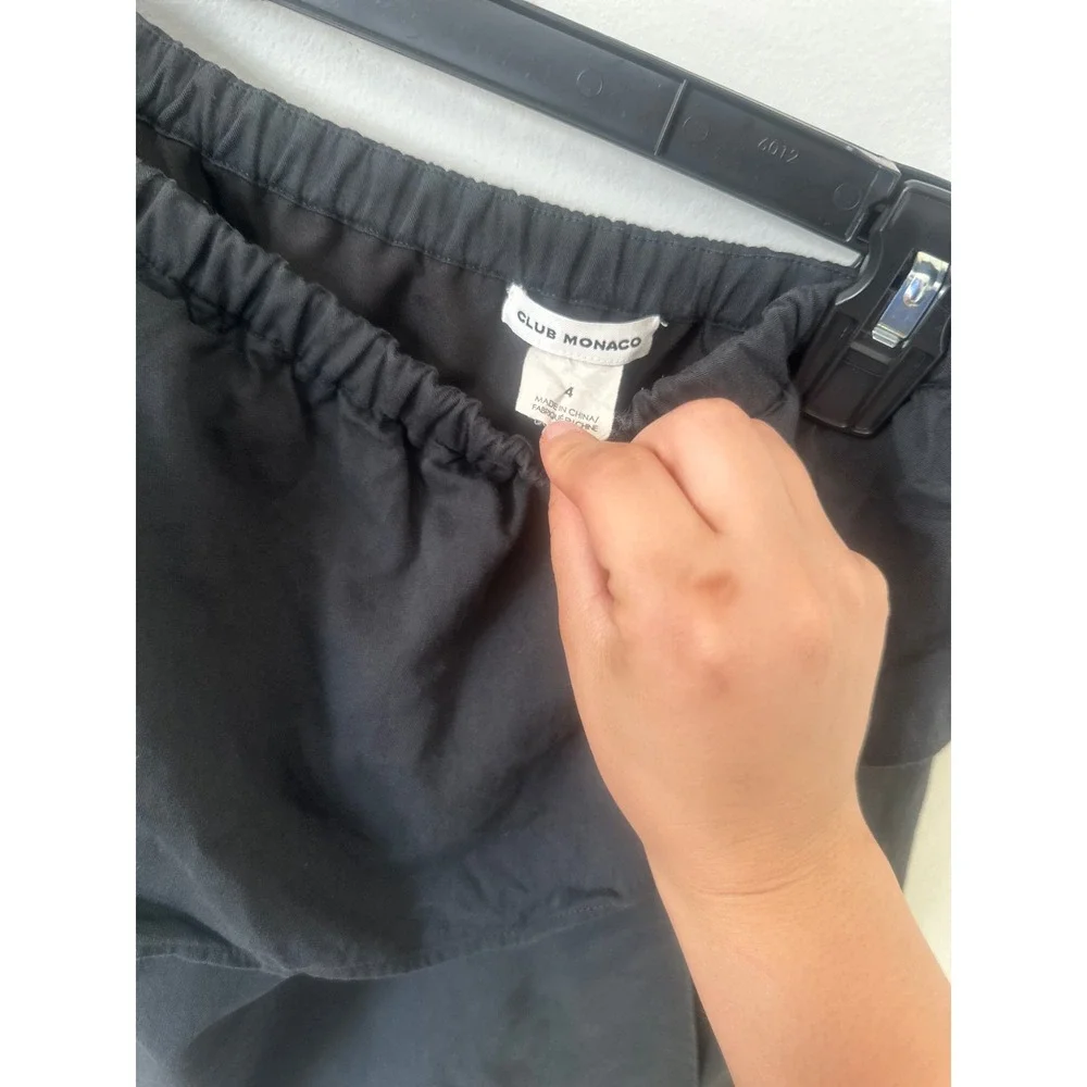 Club Monaco Black Tiered Ruffle Skort Elastic Waist Mini Skirt Shorts Womens 4 - Picture 6 of 6
